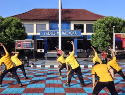 Jaga Kondisi Tubuh Agar Tetap Bugar, Personil Polres Majalengka Laksanakan Apel Olahraga Pagi