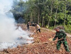 TNI-Polri di Majalengka Bersinergi Dengan Tim Damkar Padamkan Api di Lahan Perkebunan Desa Jayi