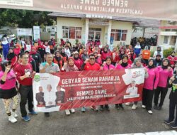 Berlangsung Meriah, Kapolsek Sukahaji Beserta Ibu Bhayangkari Hadiri Gebyar Senam Bersama HUT Hari Jadi Majalengka