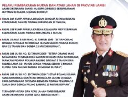 Kapolda Jambi : Pelaku Karhutla Akan Dikenakan Sanksi Tegas