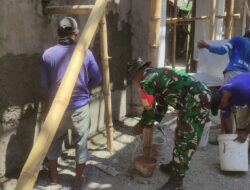 Kompak, Babinsa Koramil Simo Ikut Karya Bakti Pembangunan Masjid