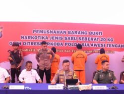 Kapolda Sulteng Pimpin Pemusnahan Sabu Seberat 20 Kg Jaringan Internasional