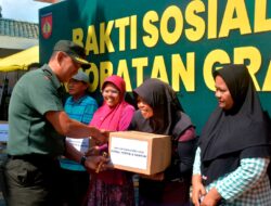 TNI Di Boyolali Selenggarakan Baksos Pengobatan Gratis dan Pembagian Sembako