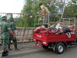 Koramil 1713/Ligung Laksanakan Karya Bakti Pembersihan Sampah