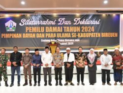 Kapolres Bireuen Hadiri Deklarasi Pemilu Damai Bersama Ulama dan Pimpinan Dayah