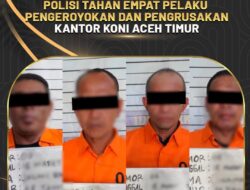 Polisi Tahan Empat Pelaku Pengeroyokan dan Pengrusakan Kantor KONI Aceh Timur