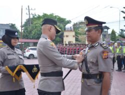 Kapolres Langsa, Pimpin Upacara Sertijab di Lapangan Apel Mapolres Langsa.
