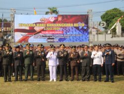 Dandim Hadir Dalam Upacara Peringatan HUT Bhayangkara Ke-78 di GGM Majalengka