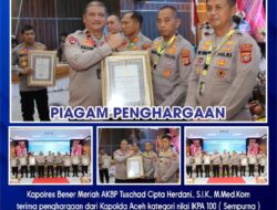 Kapolres Bener Meriah Terima Penghargaan IKPA dari Kapolda Aceh