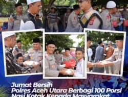 Jumat Bersih, Polres Aceh Utara Bagi-bagi 100 Porsi Nasi Kotak disini