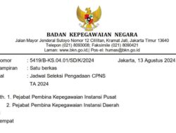 Badan Kepegawaian Negara, Secara Resmi Umumkan Jadwal Seleksi Pengadaan CPNS Tahun Anggaran 2024.