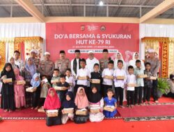 Gelar Do’a Bersama dan Syukuran Hut Ke- 79 RI, Kapolres Bireuen Santuni Anak Yatim