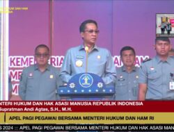 Pimpin Apel Perdana, Menkunham RI Supratman Andi Agtas Tekankan Pentingnya Kolaborasi dan Integritas.