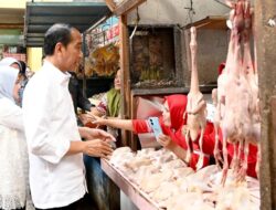 Presiden Jokowi, Memantau Harga Bahan Pokok  di Pasar Soponyono.