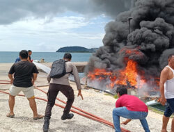 Speed Boat Rombongan Cagub Malut Terbakar di Pulau Taliabu