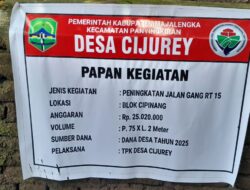 Pekerjaan Lapen Jalan Lingkungan di Desa Cijurey, Diduga Kelebihan Anggaran