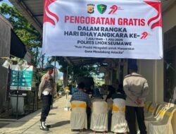 Polres Lhokseumawe Gelar Pemeriksaan Kesehatan dan Pengobatan Gratis Bagi Warga Jelang HUT Bhayangkara ke-79