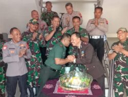 Wujud Sinergitas, Koramil 03/Serengan Kunjungi Mapolsek Serengan Ucapkan HUT Bhayangkara Ke – 79