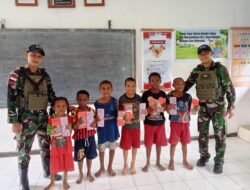 Lestarikan Budaya Gotong Royong Sejak Dini Bersama Satgas Yonif 131/Brajasakti di Perbatasan Papua