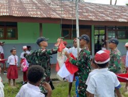 Satgas Yonif 131/Brajasakti Tebar Semangat Belajar di SD Banda Waris Perbatasan Papua