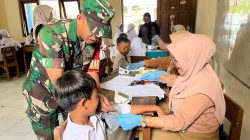 Babinsa Sambi Dampingi Imunisasi, Anak-Anak Jadi Lebih Berani Disuntik