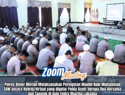 Polres Bener Meriah Ikuti Peringatan Maulid Nabi Muhammad SAW Polda Aceh Secara Hybrid di Aula Endra Dharma Laksana
