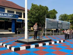 Polres Majalengka Gelar Apel Pengamnan Audensi Serikat Buruh