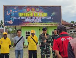 Satgas Yonif 131/Brajasakti Gelar Turnamen Voli Dalam Rangka Memeriahkan HUT TNI ke 80 di Kabupaten Keerom
