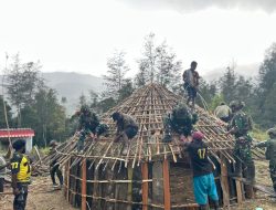 Satgas Yonif 700/Wyc Gelar Aksi Heroik: Bantu Warga Kampung Nipuralome Bangun Honai di Pegunungan Puncak