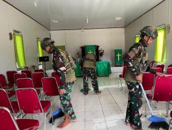 Toleransi Itu Indah, Satgas Yonif 521/DY Karya Bhakti di Gereja GKI Tigris Muaranawa