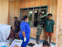 Mempererat Hubungan TNI dan Masyarakat, Satgas Pamtas Kewilayahan RI-PNG Yonif 410/Alugoro Laksanakan Yankes dan Baksos di Kampung Seimeba RK 2