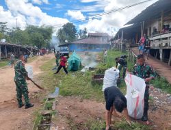 Satgas Yonif 123/Rajawali Gelar Karya Bhakti Jumat Bersih di Distrik Haju