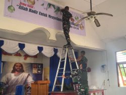 Satgas Yonif 123/Rajawali Bantu Persiapan Natal di Gereja GPDI Viadolorosa Bade