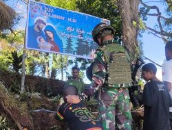 Binter Damai itu Indah Satgas Yonif 521/DY Gotong Royong Renovasi Taman Menyambut Natal di Papua Pegunungan