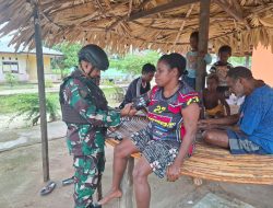 Satgas Pamtas Kewilayahan Yonif 410/Alugoro Pos Jagiro Laksanakan Pelayanan Kesehatan Gratis Pos di Kampung Jagiro