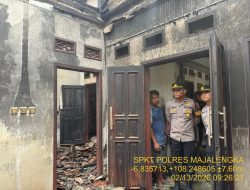 Unit Pamapta Polres Majalengka Respons Cepat Cek TKP Kebakaran Rumah di Desa Andir
