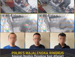 Polres Majalengka Ringkus Kawanan Residivis Penodong Kasir Alfamart di Pasar Balong