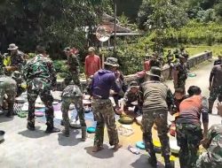 Tidak Lupakan Tradisi, Warga Dan TNI Menggelar Kenduren Sambut Bulan Ramadhan Dilokasi TMMD 127