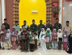 ‎Satgas Yonif 123/Rajawali Berbagi Berkah Ramadan dengan Penyerahan Al-Qur’an dan Iqra di Mappi