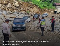 Akses Jalan Alternatif Takengon-Bireuen di Wih Porak Kembali Normal
