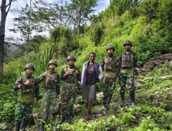 Perkuat Ketahanan Pangan Satgas Yonif 521/DY Bantu warga Berkebun di Distrik kurima