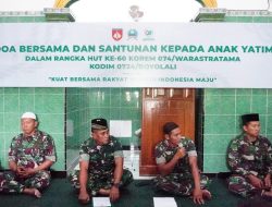 Hangatnya Doa dan Kepedulian: Kodim Boyolali Rayakan HUT Korem 074/Wrt Ke 60 dengan Santunan Anak Yatim
