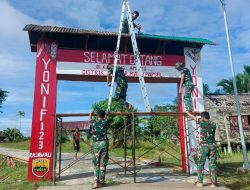 Satgas Yonif 123/Rajawali Bangun Dermaga dan Gapura di Pos Khaibar, Bukti Nyata Kepedulian TNI untuk Rakyat