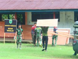 Dukung Pendidikan Berkualitas, Satgas TMMD ke 128 Kodim 1801/Manokwari Renovasi SD Inpres 62 /Asai