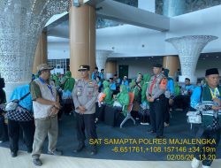 Polres Majalengka Berikan Pengamanan Maksimal Pemberangkatan Jemaah Haji Kloter 14 di BIJB Kertajati
