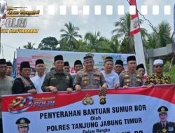 Polres Tanjab Timur Serahkan Bantuan Sumur Bor dan Instalasi Air Bersih untuk Ponpes Nurul Huda Kuala Jambi