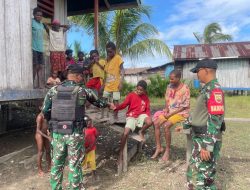 Pererat Kebersamaan dengan Warga Perbatasan, Satgas Yonif 123/Rajawali Gelar Anjangsana di Kampung Basim