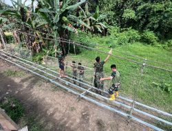 Progres 66 Persen, Satgas Bakti TNI Percepat Pembangunan Jembatan Gantung Sungai Sowu