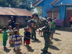 Satgas Pamtas RI-PNG yonif 645/Gty Laksanakan Kegiatan Teritorial Anjangsana Kemasyarakat di Distrik Napua